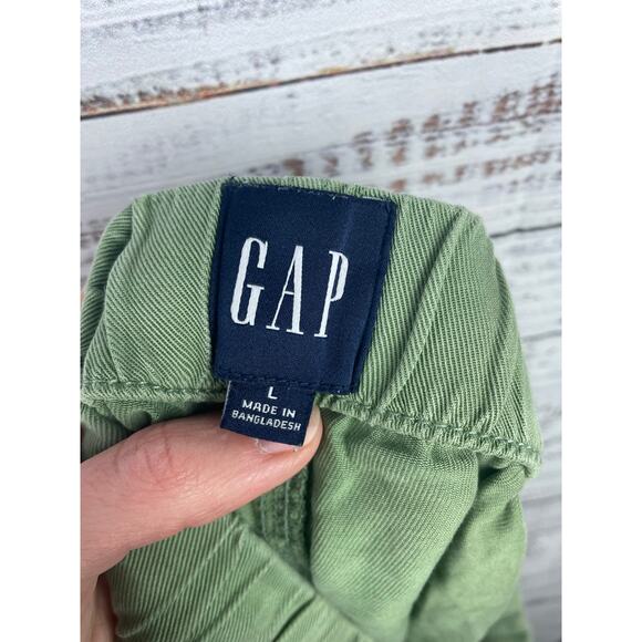 GAP Green Lyocell Drawstring Shorts Large Soft 3” Pockets Summer Beach Neutral - Picture 3 of 8